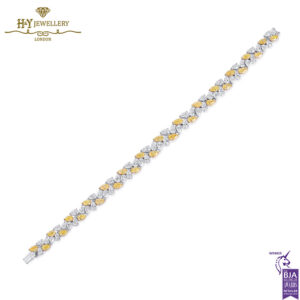 White Gold & Yellow Gold Pear Cut Diamond & Fancy Yellow Bracelet - 12.01ct-16817