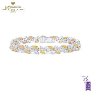 White Gold & Yellow Gold Pear Cut Diamond & Fancy Yellow Bracelet - 12.01ct-0