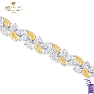 White Gold & Yellow Gold Pear Cut Diamond & Fancy Yellow Bracelet - 12.01ct-16818