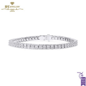 White Gold Emerald Cut Diamond Tennis Bracelet - 6.72ct-0