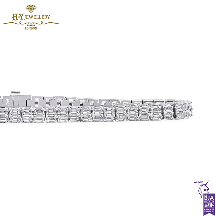 White Gold Emerald Cut Diamond Tennis Bracelet - 6.72ct-16830