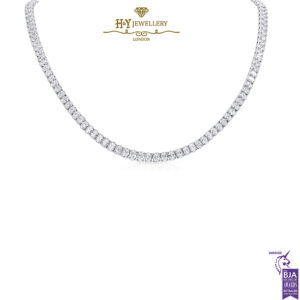 White Gold Oval Cut Diamond Tennis Necklace - 24.86ct-0