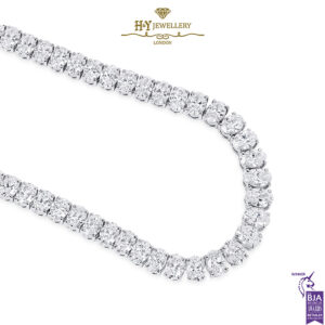 White Gold Oval Cut Diamond Tennis Necklace - 24.86ct-16835