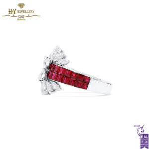 White Gold Square Cut Ruby & Mix Cut Diamond Ring - 4.99ct-16844