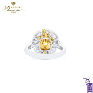 White Gold Cushion Cut Fancy Yellow & Mix Cut Diamond Ring - 2.56ct-16848