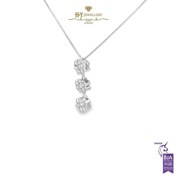 White Gold Round Brilliant Cut Diamond Pendant - 1.20ct-16764
