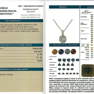 White Gold Pendant Round & Baguette Cut - 0.56ct-17208