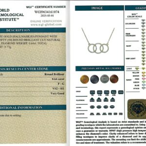 White Gold Round Brilliant Cut Diamond Pendant - 0.64ct-17211