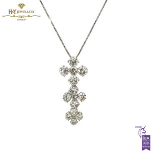 White Gold Round Cut Diamond Pendant - 3.50ct-0
