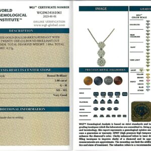 White Gold Brilliant Cut Diamond Pendant - 1.00ct-17214