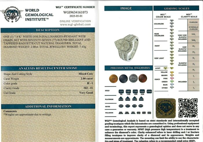 White Gold Brilliant Cut Diamond & Tapered Baguette Cut Diamond Ring - 2.00ct-17217