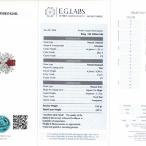 White Gold Square Cut Ruby & Mix Cut Diamond Ring - 4.99ct-17295