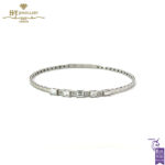 White Gold Brilliant Cut & Baguette Cut Diamond Bangle - 1.00ct-0