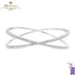 White Gold X Design Pave Diamond Bangle - 2.52ct-0