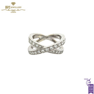 White Gold X Design Half Diamond Ring - 1.22ct-0