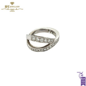 White Gold X Design Half Diamond Ring - 1.22ct-16975