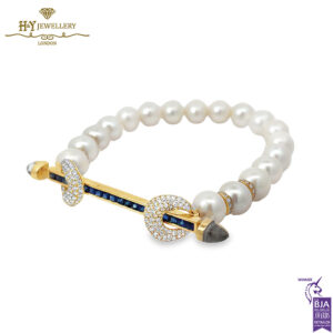 Ananya Chakra Bead Wristwear Yellow Gold Blue Sapphire Crystal Quartz & Diamond Bar - 1.21ct-17032