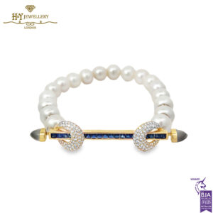 Ananya Chakra Bead Wristwear Yellow Gold Blue Sapphire Crystal Quartz & Diamond Bar - 1.21ct-0