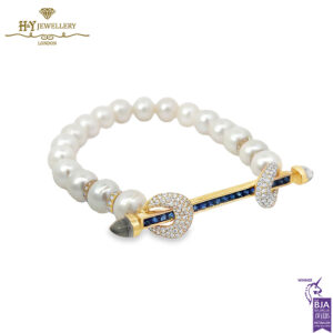 Ananya Chakra Bead Wristwear Yellow Gold Blue Sapphire Crystal Quartz & Diamond Bar - 1.21ct-17033