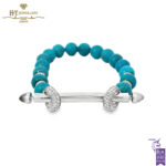 Ananya Chakra Solid Gold Wristwear White Gold Bar Crystal Quartz & Diamond Bead Turquoise - 1.22ct-0
