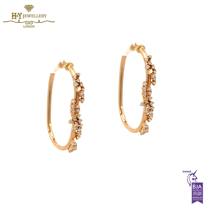 Scatter Small Hoops Earring Rose Gold Diamond - 0.70ct-17026