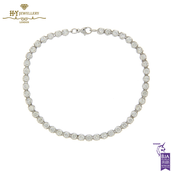 White Gold Round Brilliant Cut Diamond Bracelet - 3.40ct-17229