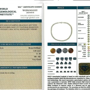 White Gold Round Brilliant Cut Diamond Bracelet - 3.40ct-17230