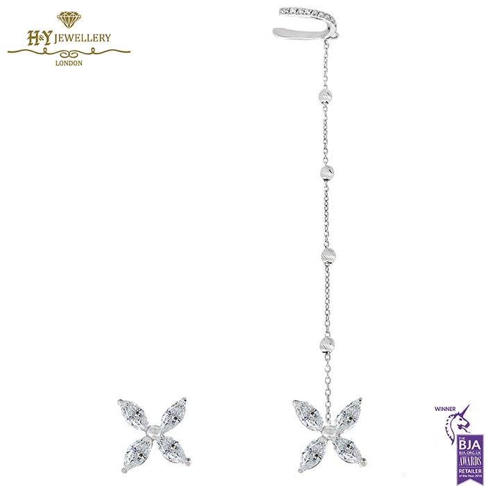 Flower Droplets Earrings & Cuff - 0.67ct-0