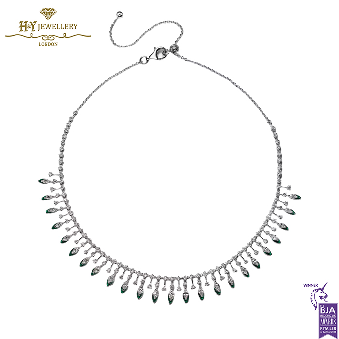 Classic Kamyen Enamel Marquise Diamond White Gold - 6.04ct -17496