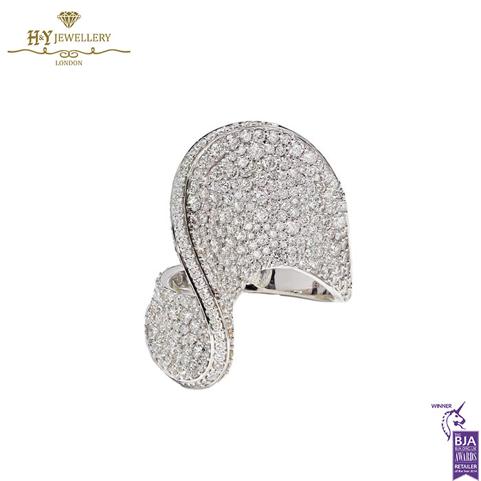 Diamond Wave Ring White Gold - 2.48ct-18215