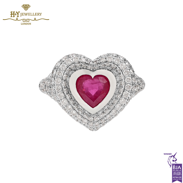 Ruby Heart Pinky Ring White Gold - 2.27ct-0