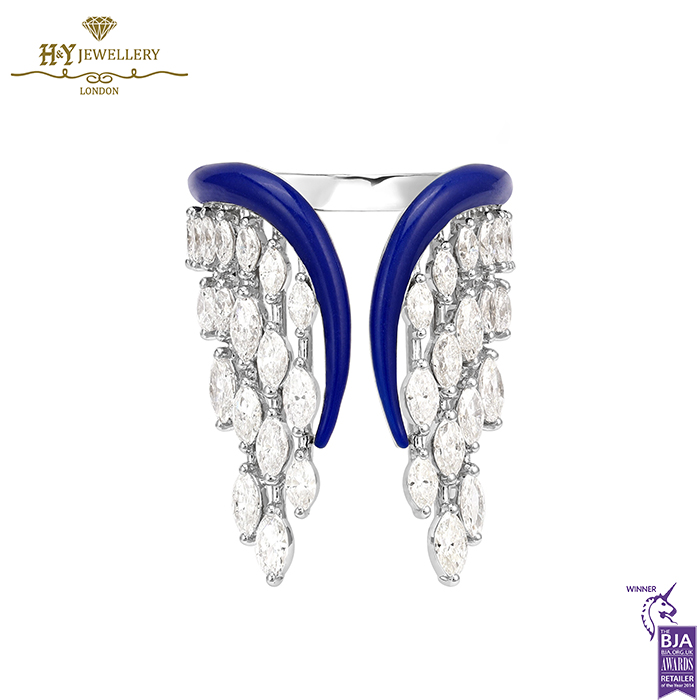 Angel Wing Ring Blue White Gold - 2.18ct-0