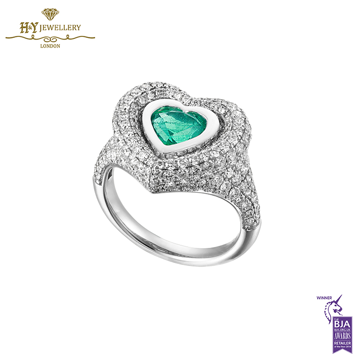 Emerald Heart Pinky Ring White Gold - 2.31ct-17504