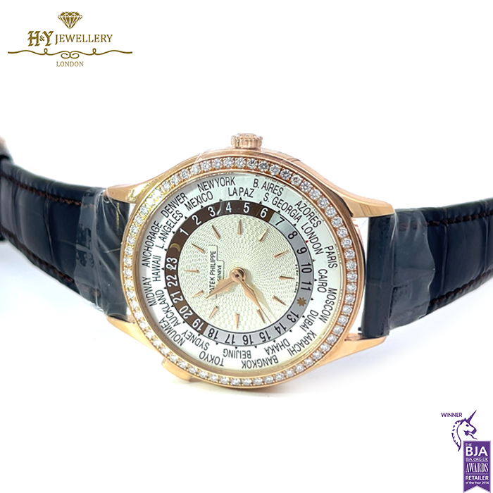 Patek Philippe World Time Rose Gold Diamond Bezel {DISCONTINUED} - ref 7130R-013-17700