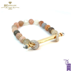 Ananya Chakra Yellow Gold Diamond & Crystal Quartz Bar & Multi Moonstone Beads - 1.18ct-17872