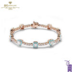 Tennis Enamel Bracelet Twilight Blue Turquoise Rose Gold - 3.95ct-0