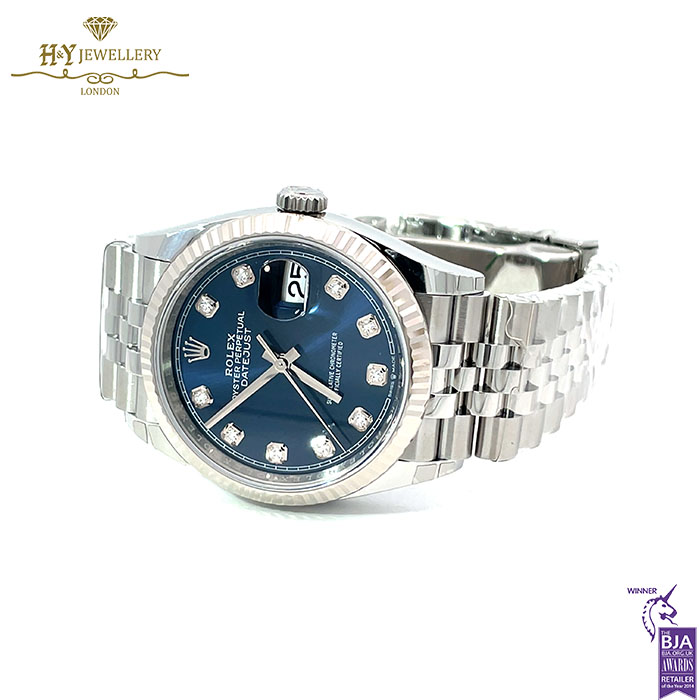 Rolex Date Just Bright Blue Dial Stainless Steel & White Gold - Ref M126234-0037-17941