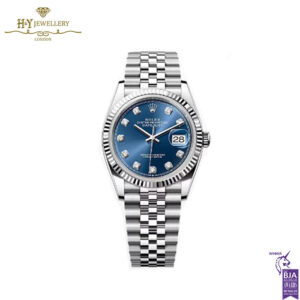 Rolex Date Just Bright Blue Dial Stainless Steel & White Gold - Ref M126234-0037-0