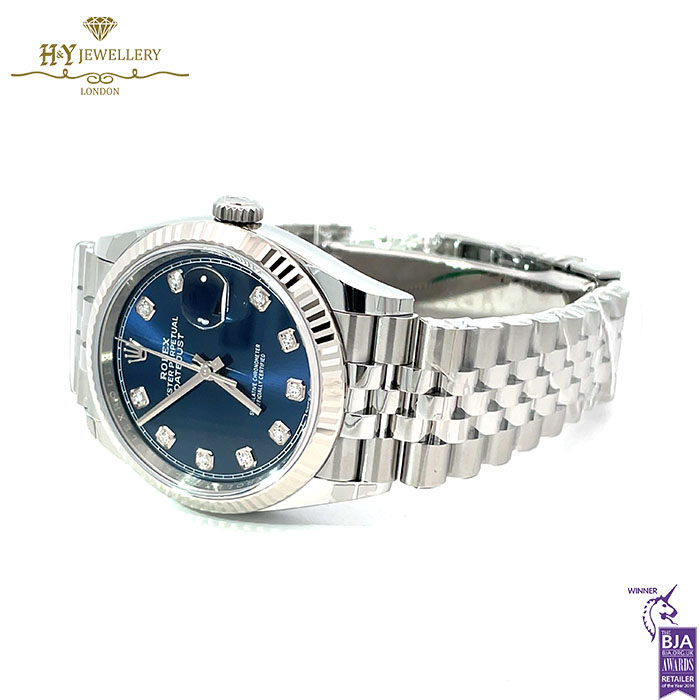 Rolex Date Just Bright Blue Dial Stainless Steel & White Gold - Ref M126234-0037-17943