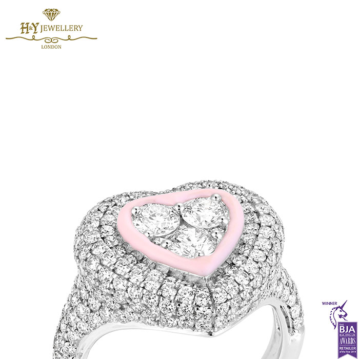 Heart Pinky White Gold Ring with Diamond - 1.46ct-18166