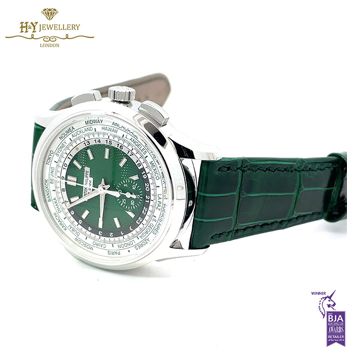 Patek Philippe Complications World Time Green Opaline Dial Platinum - ref 5930P-001-18191