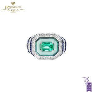 Emerald Twin Flame Pinky Ring White Gold - 1.93ct-0
