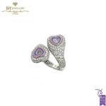Gemini Heart Enamel White Gold & Diamond Ring - 1.61ct-0
